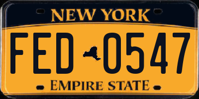 NY license plate FED0547