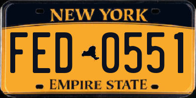 NY license plate FED0551