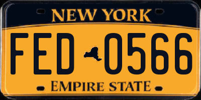 NY license plate FED0566