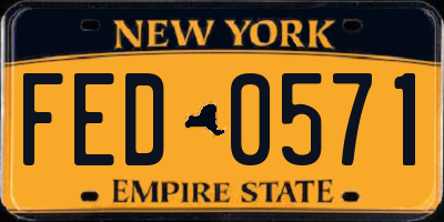 NY license plate FED0571