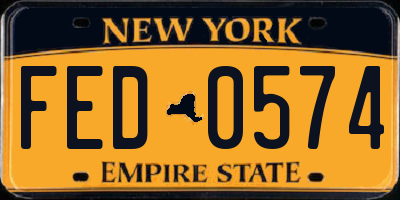 NY license plate FED0574