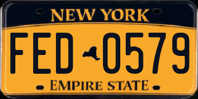 NY license plate FED0579