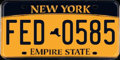 NY license plate FED0585