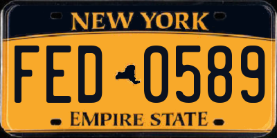 NY license plate FED0589