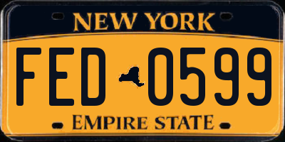 NY license plate FED0599