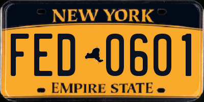 NY license plate FED0601
