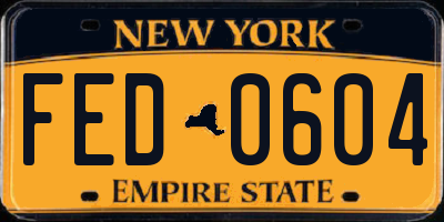 NY license plate FED0604
