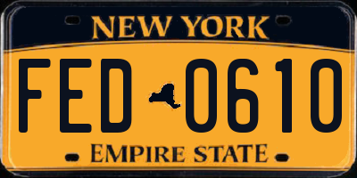 NY license plate FED0610