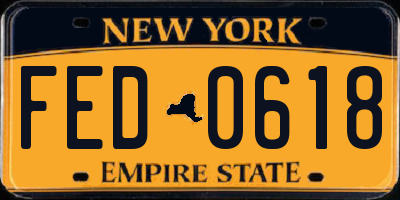 NY license plate FED0618