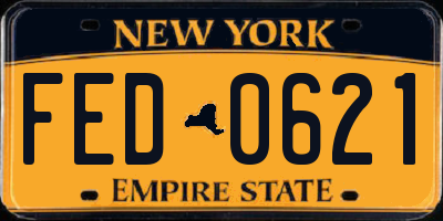 NY license plate FED0621