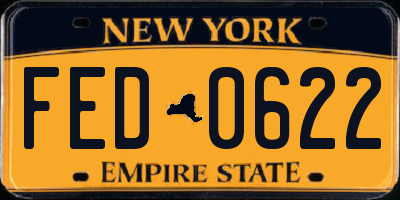 NY license plate FED0622