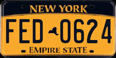 NY license plate FED0624