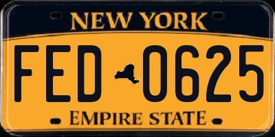 NY license plate FED0625