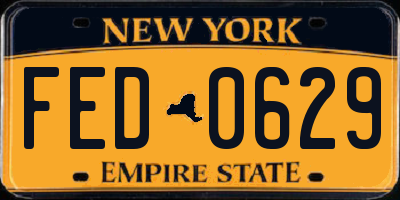 NY license plate FED0629