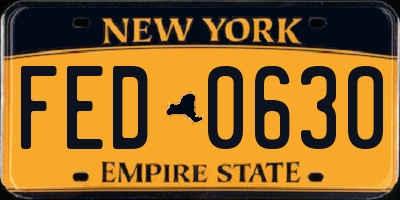 NY license plate FED0630