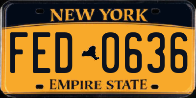 NY license plate FED0636