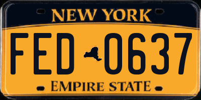 NY license plate FED0637