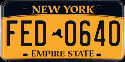 NY license plate FED0640