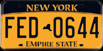 NY license plate FED0644