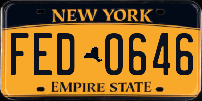 NY license plate FED0646