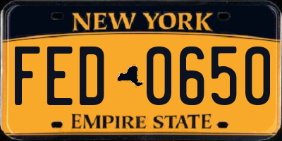NY license plate FED0650