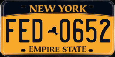 NY license plate FED0652