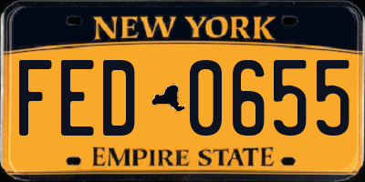 NY license plate FED0655