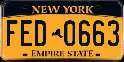 NY license plate FED0663