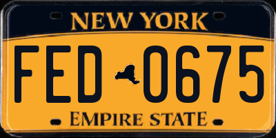NY license plate FED0675