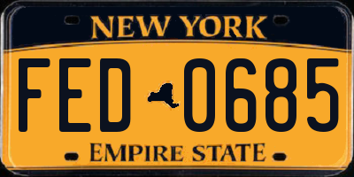 NY license plate FED0685