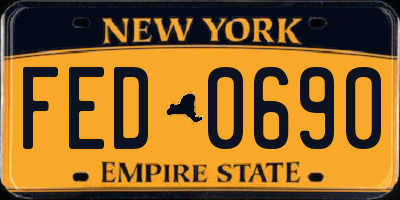 NY license plate FED0690