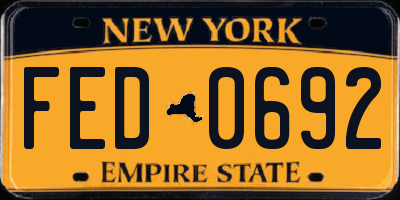 NY license plate FED0692