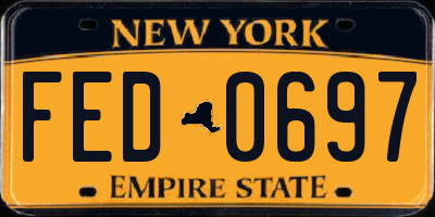 NY license plate FED0697