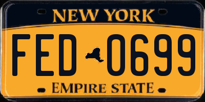 NY license plate FED0699