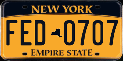 NY license plate FED0707