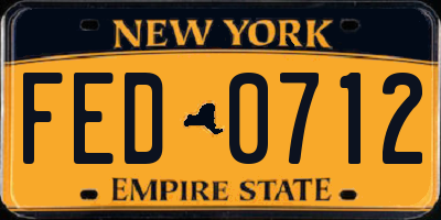 NY license plate FED0712