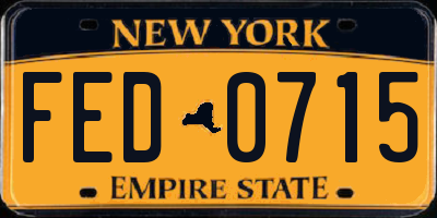 NY license plate FED0715