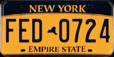 NY license plate FED0724