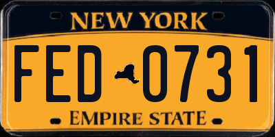 NY license plate FED0731