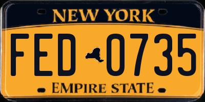 NY license plate FED0735