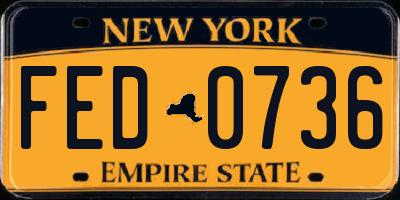 NY license plate FED0736