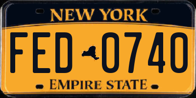 NY license plate FED0740