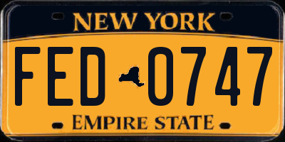 NY license plate FED0747