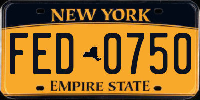 NY license plate FED0750