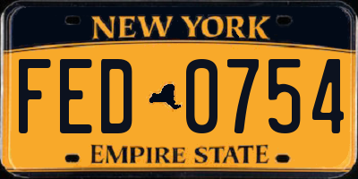 NY license plate FED0754