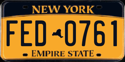 NY license plate FED0761