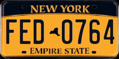 NY license plate FED0764