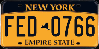NY license plate FED0766