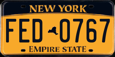 NY license plate FED0767