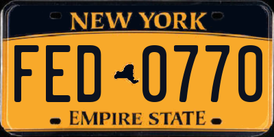 NY license plate FED0770